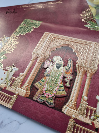 Semi Box Shree Nath Ji Hindu Jain invitation Cards SK-3569 – image 2
