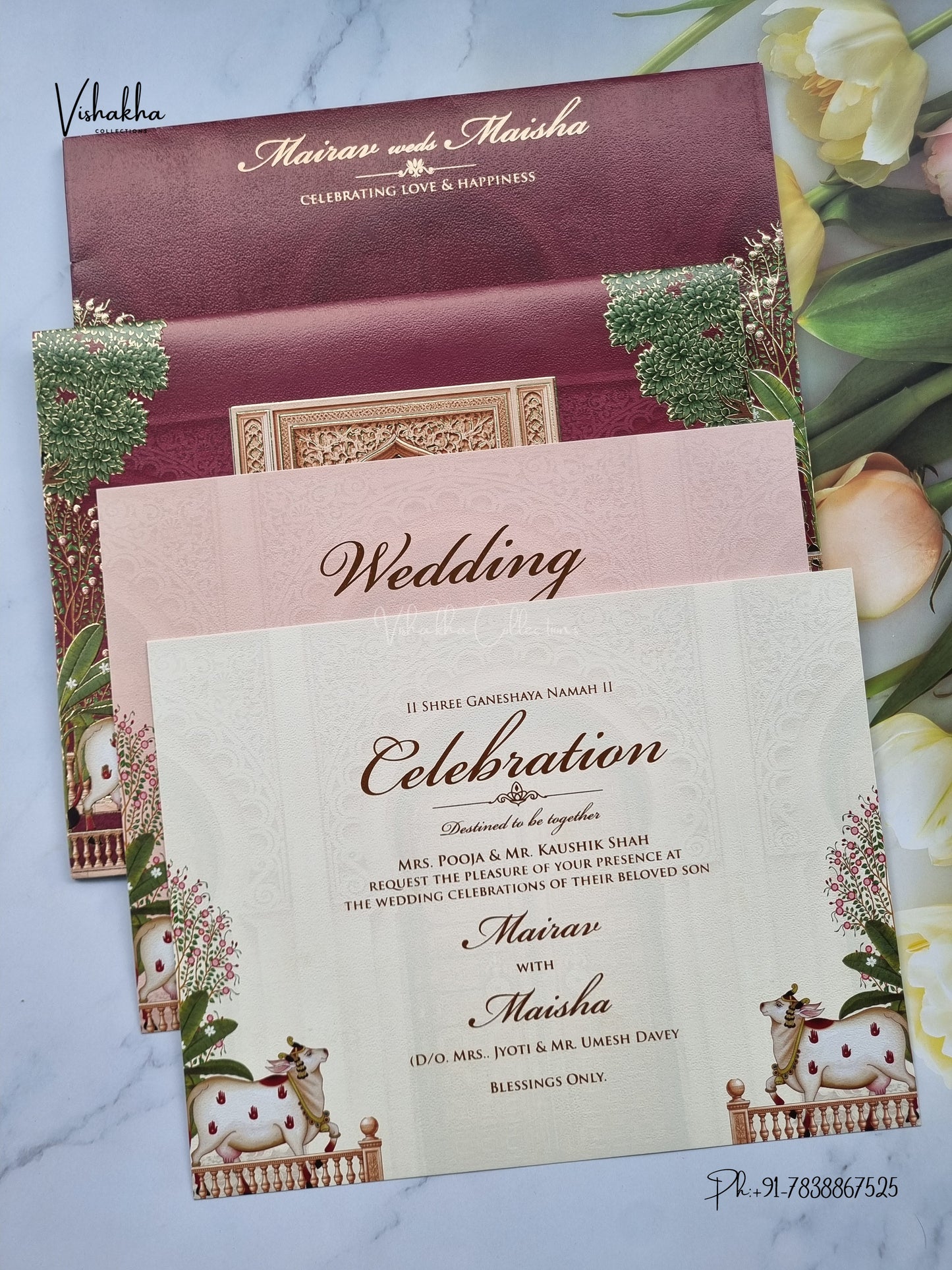 Semi Box Shree Nath Ji Hindu Jain invitation Cards SK-3569 – image 3