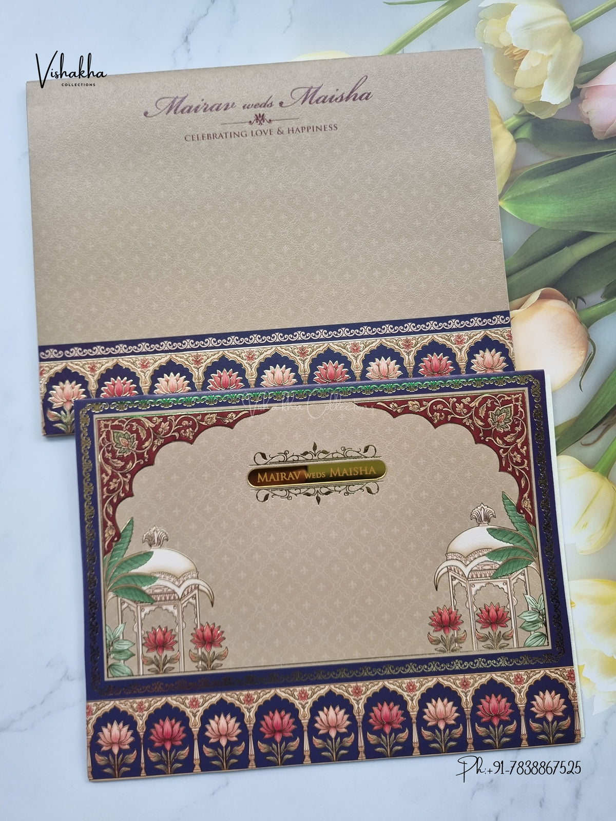Semi Box Raj Mahal Hindu Muslim Christian Sikh Jain invitation Cards SK-3572 – image 1