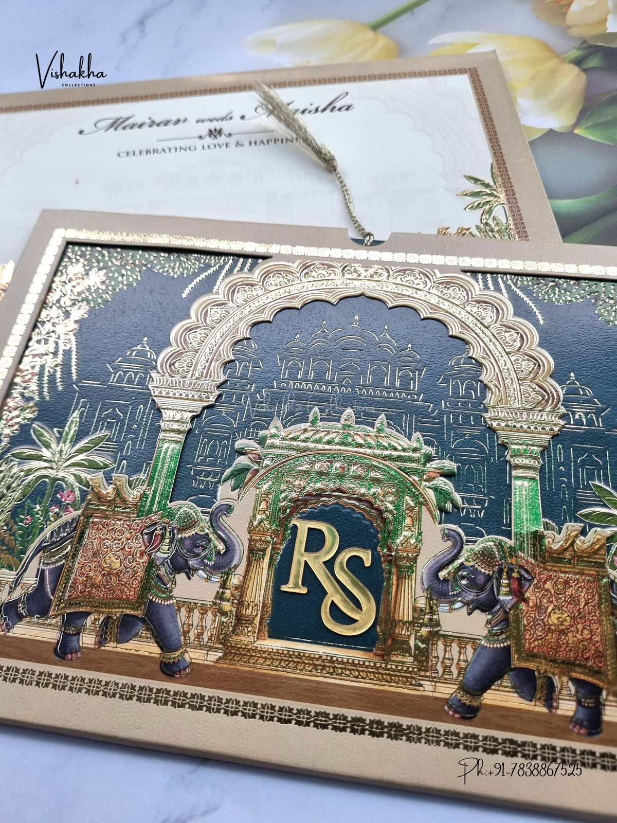 Semi Box Photo Frame Hathi Hindu Muslim Christian Sikh Jain invitation Cards SK-3575 – image 2