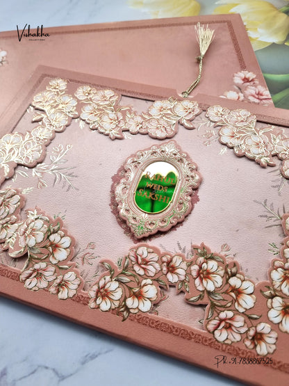 Semi Box Photo Frame Flower Hindu Muslim Christian Sikh Jain invitation Cards SK-3576 – image 2