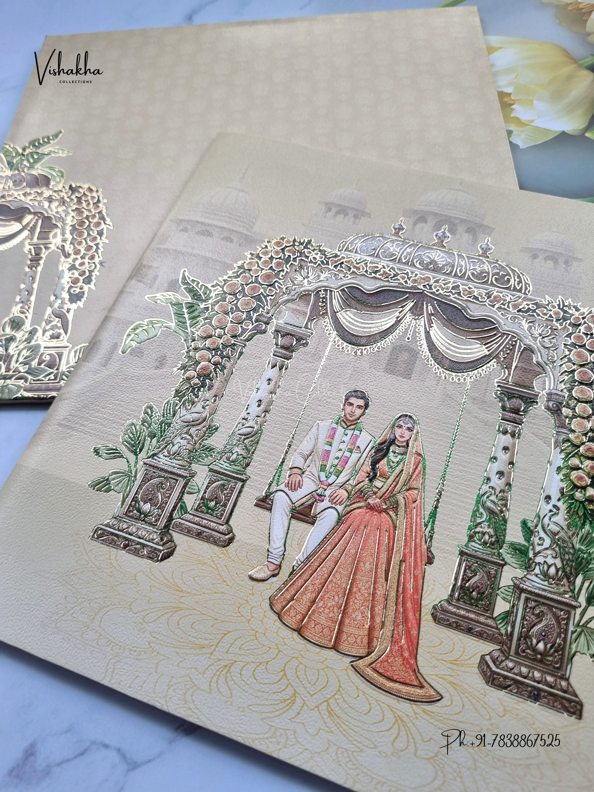 Semi Box Dulah Dulhan Hindu Muslim Christian Sikh Jain invitation Cards SK-3578 – image 2