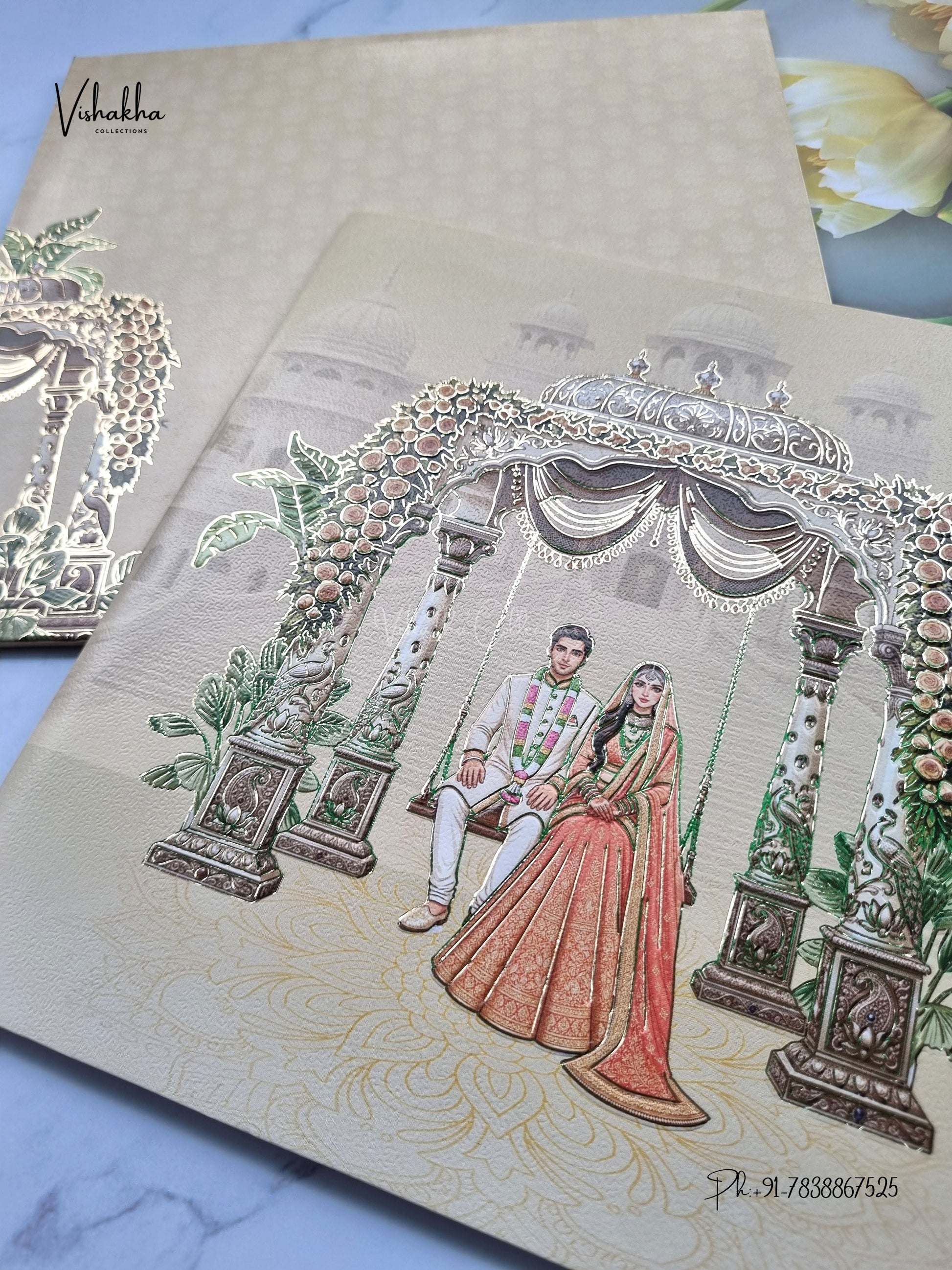 Semi Box Dulah Dulhan Hindu Muslim Christian Sikh Jain invitation Cards SK-3578 – image 2