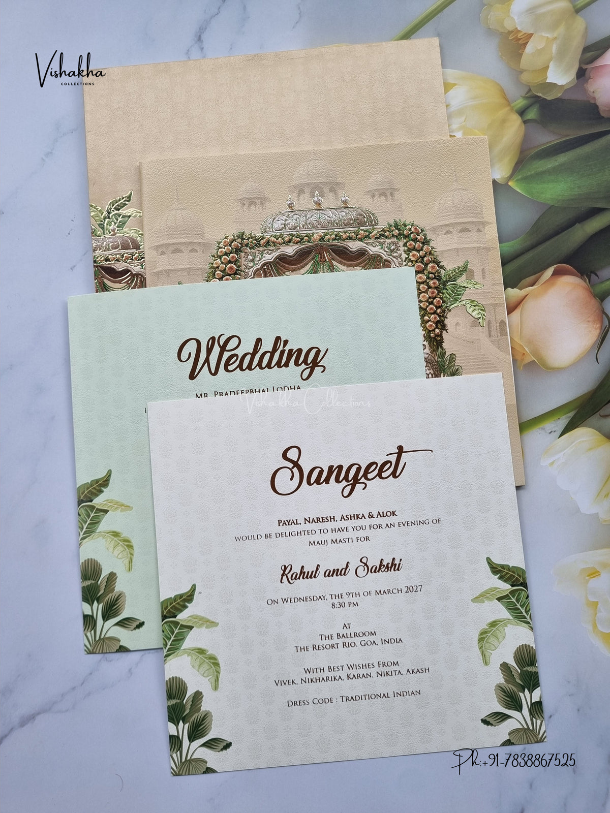 Semi Box Dulah Dulhan Hindu Muslim Christian Sikh Jain invitation Cards SK-3578 – image 3