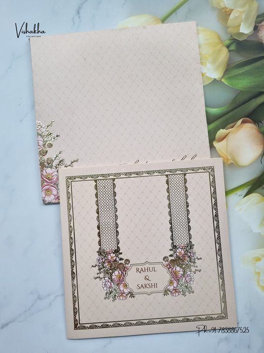 Semi Box Flower Hindu Muslim Christian Sikh Jain invitation Cards SK-3579 – image 1