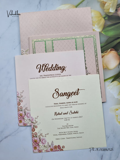 Semi Box Flower Hindu Muslim Christian Sikh Jain invitation Cards SK-3579 – image 3
