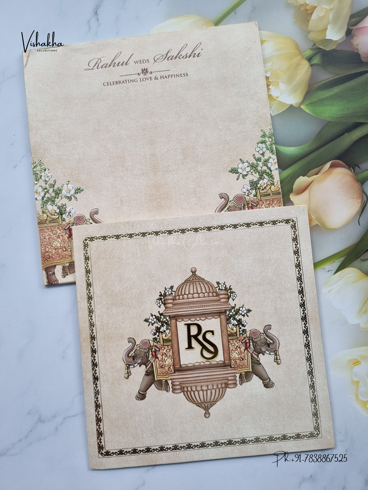 Semi Box Hathi Hindu Muslim Christian Sikh Jain invitation Cards SK-3582 – image 1