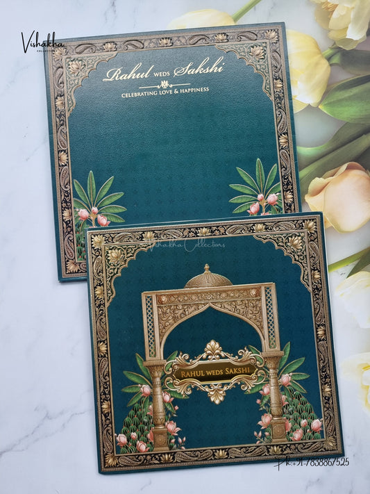 Semi Box Royal Door Hindu Muslim Christian Sikh Jain invitation Cards SK-3584 – image 1