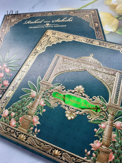 Semi Box Royal Door Hindu Muslim Christian Sikh Jain invitation Cards SK-3584 – image 2