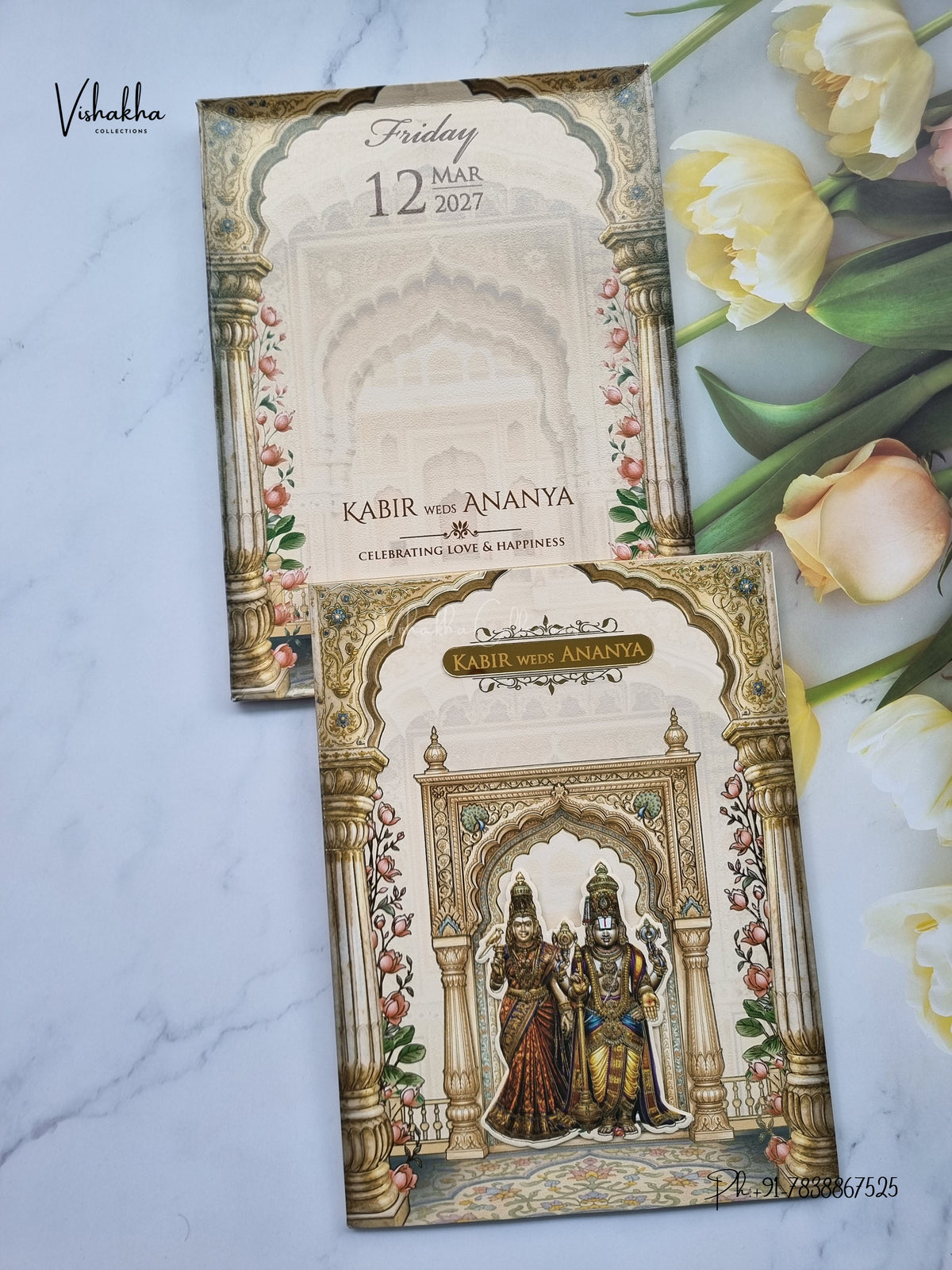 Semi Box Venkateshwar Padmavati Hindu Jain invitation Cards SK-3590 – image 1