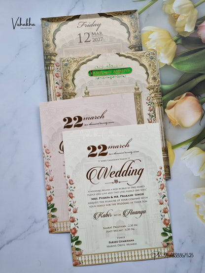 Semi Box Venkateshwar Padmavati Hindu Jain invitation Cards SK-3590 – image 3