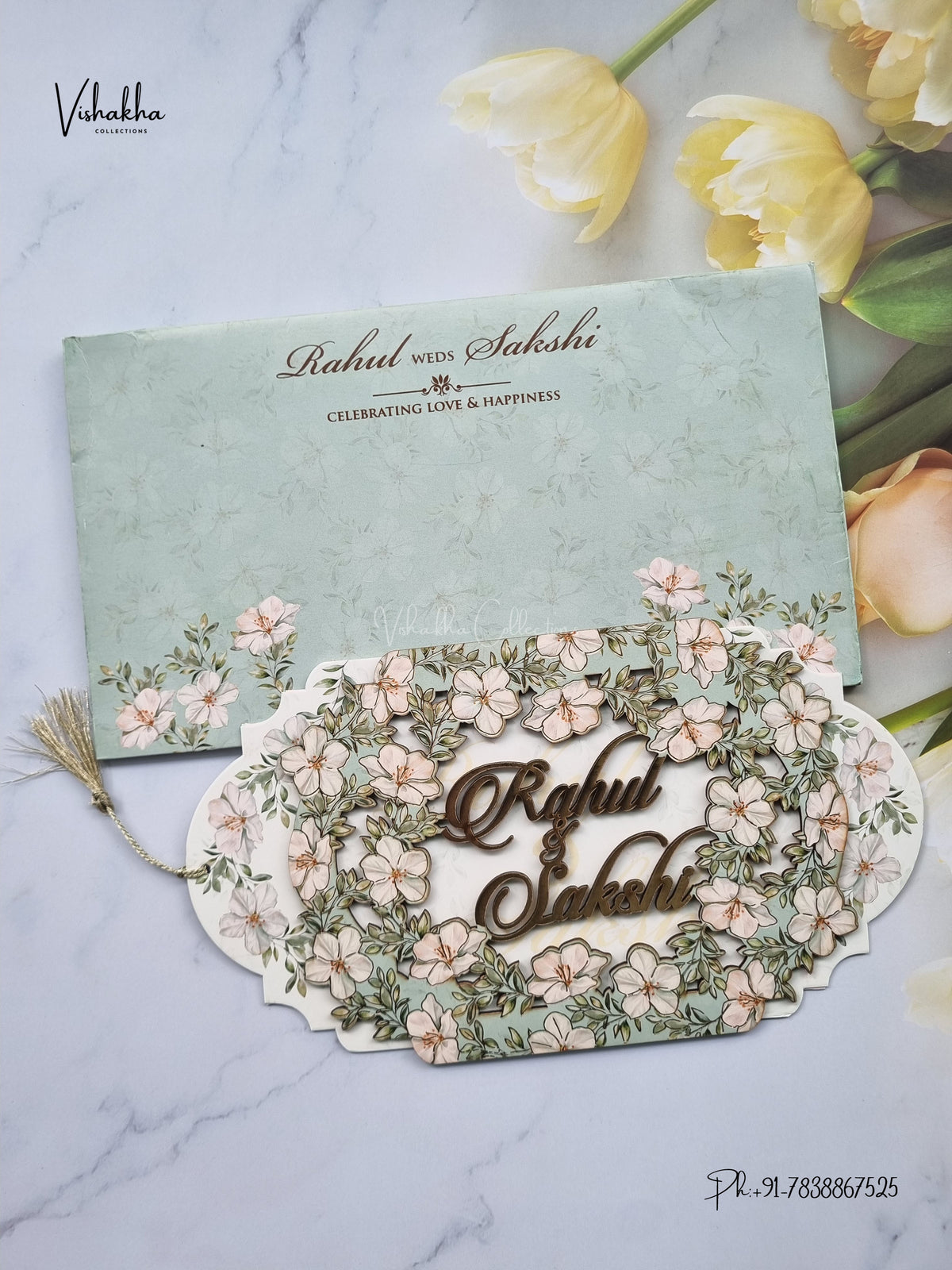 Semi Box MDF Board Laser Cut Hathi Hindu Muslim Christian Sikh Jain invitation Cards SK-3601 – image 1