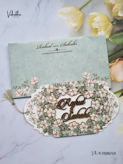 Semi Box MDF Board Laser Cut Hathi Hindu Muslim Christian Sikh Jain invitation Cards SK-3601 – image 1