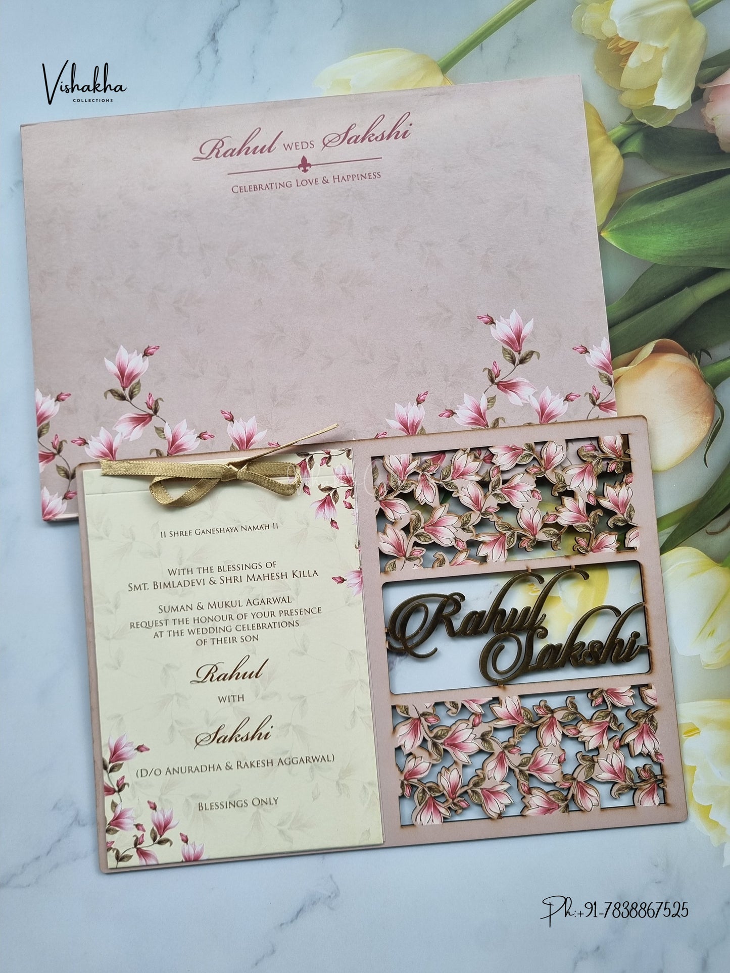 Semi Box MDF Board Laser Cut Hathi Hindu Muslim Christian Sikh Jain invitation Cards SK-3603 – image 1