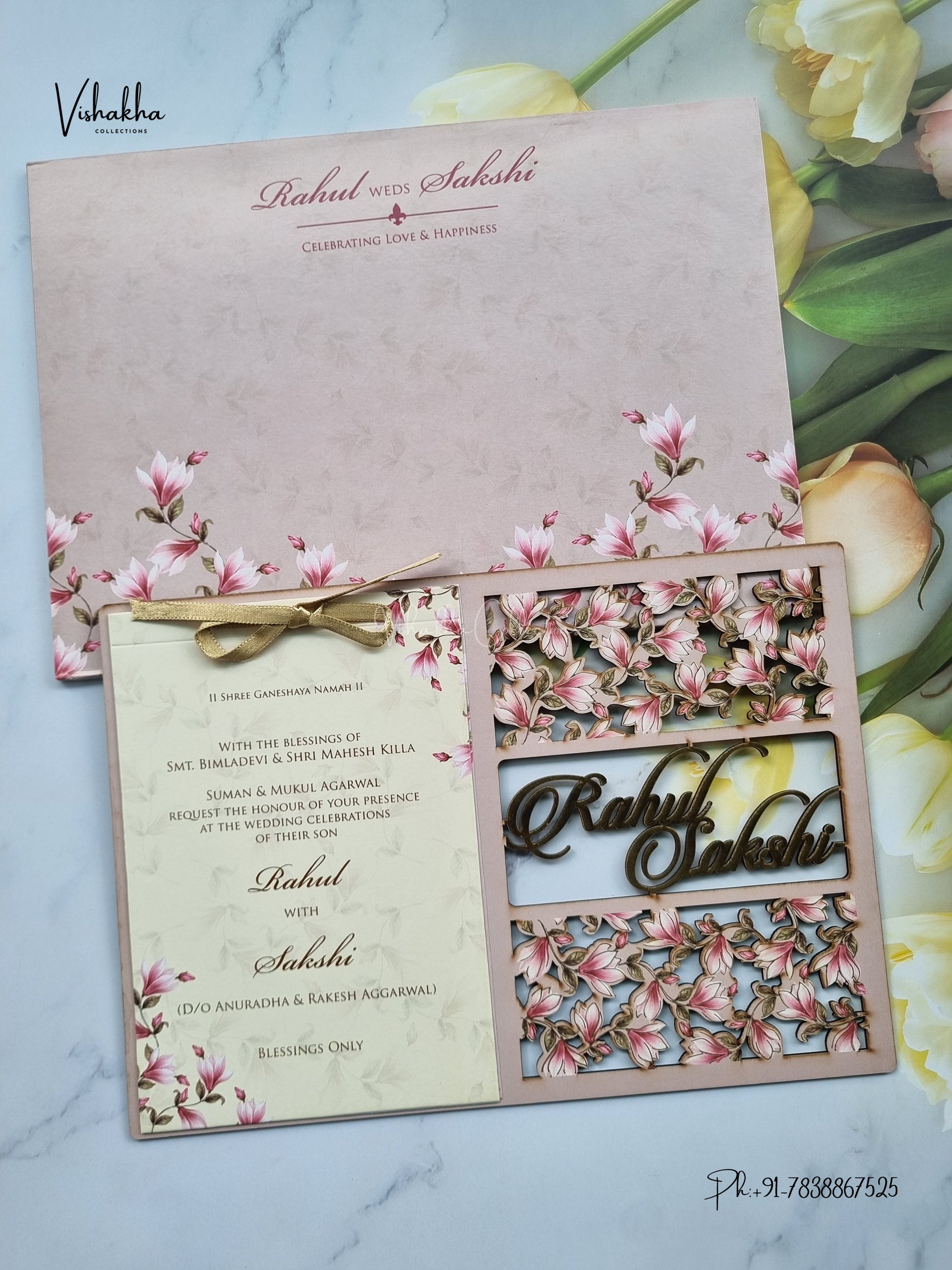 Semi Box MDF Board Laser Cut Hathi Hindu Muslim Christian Sikh Jain invitation Cards SK-3603 – image 1