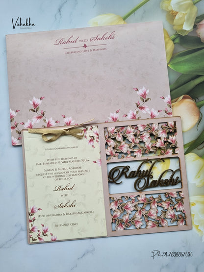 Semi Box MDF Board Laser Cut Hathi Hindu Muslim Christian Sikh Jain invitation Cards SK-3603 – image 1