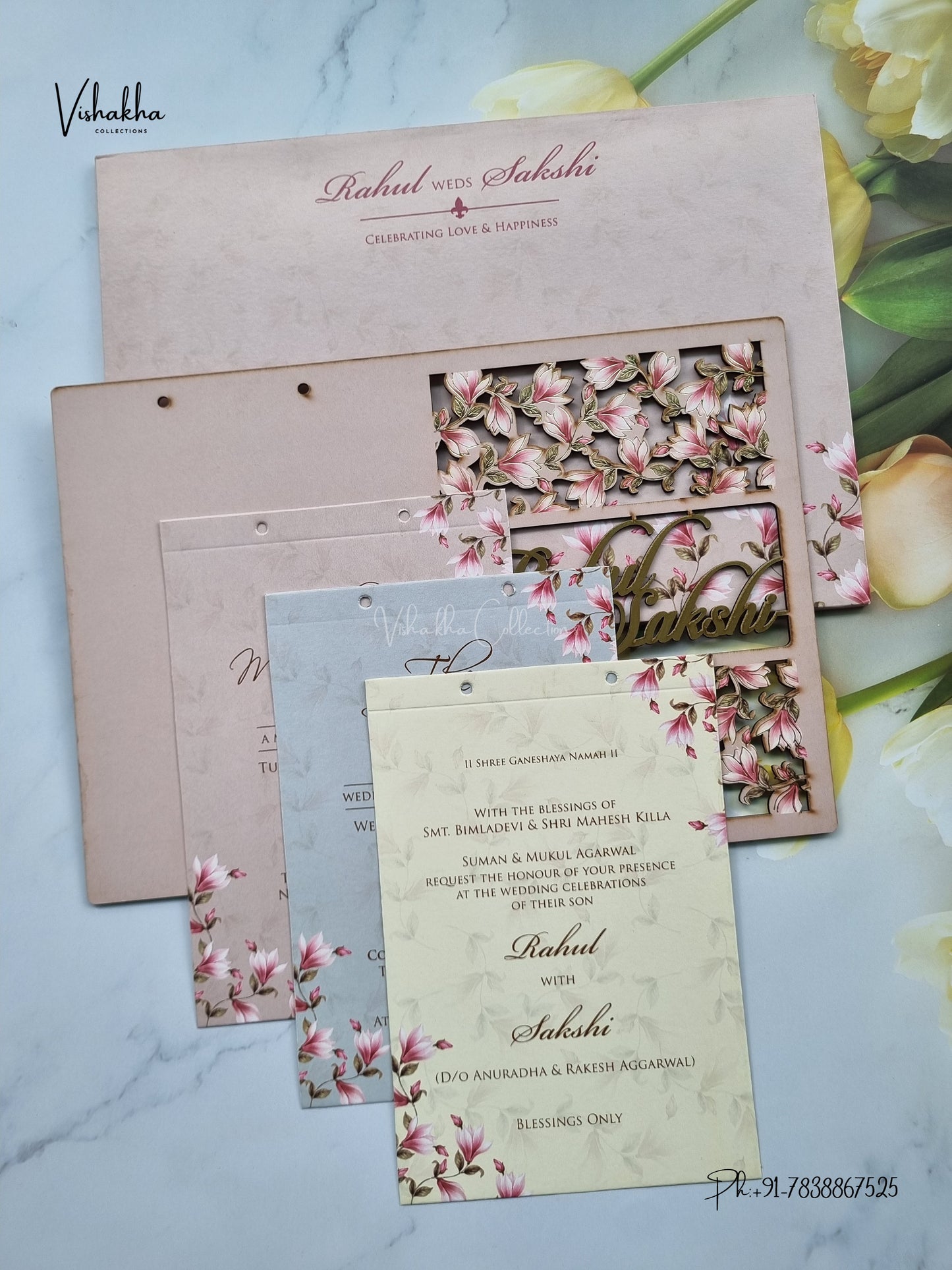 Semi Box MDF Board Laser Cut Hathi Hindu Muslim Christian Sikh Jain invitation Cards SK-3603 – image 3