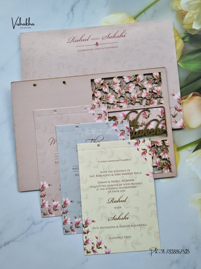 Semi Box MDF Board Laser Cut Hathi Hindu Muslim Christian Sikh Jain invitation Cards SK-3603 – image 3