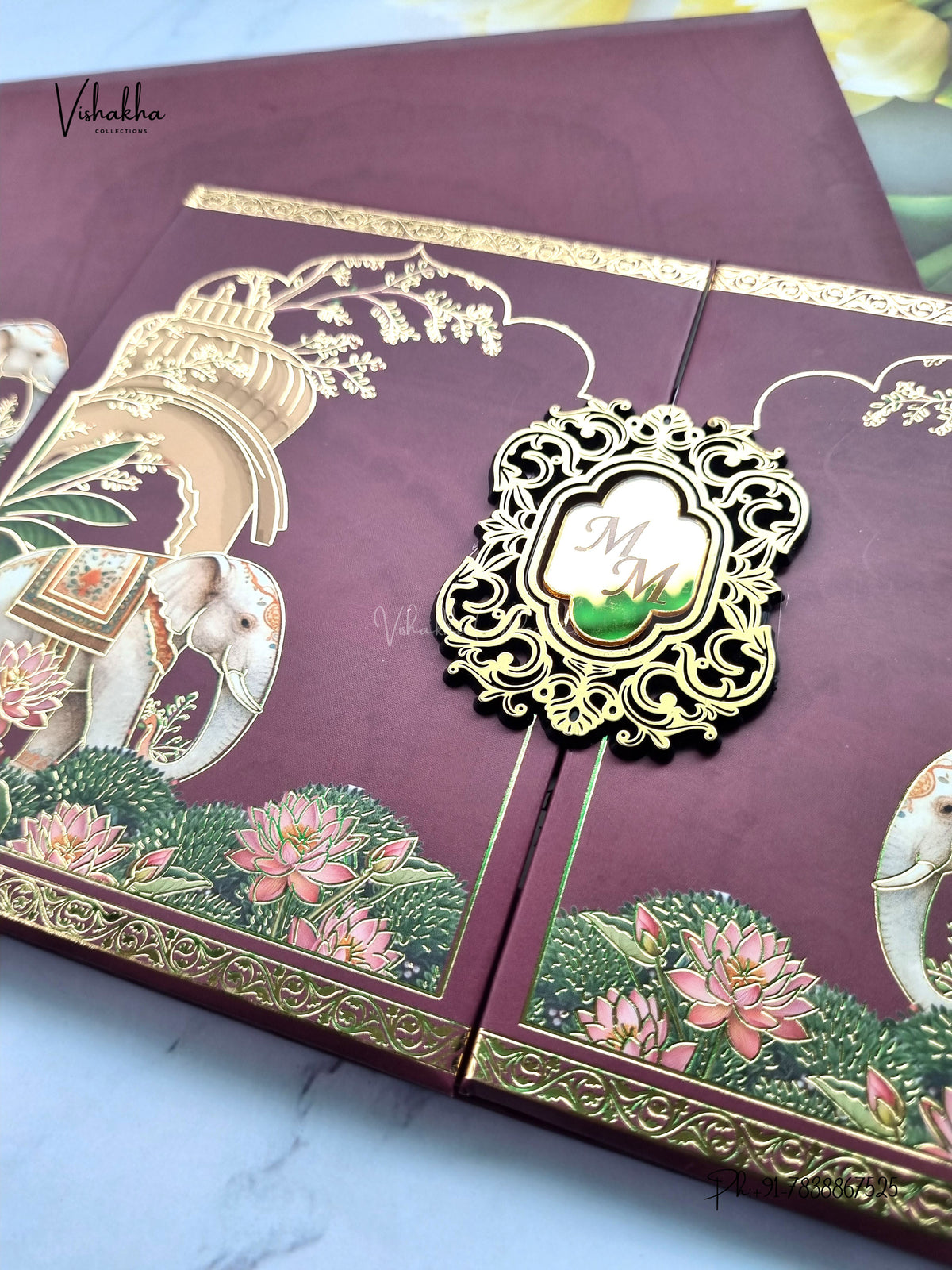 Semi Box Padded Double Door Hathi Hindu Muslim Christian Sikh Jain invitation Cards SK-3614 – image 2