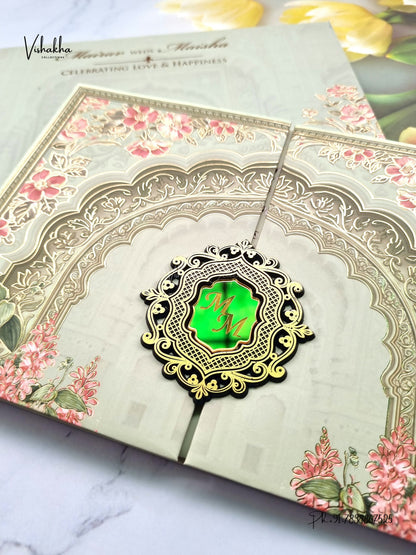 Semi Box Padded Double Door Flower Hindu Muslim Christian Sikh Jain invitation Cards SK-3615 – image 2