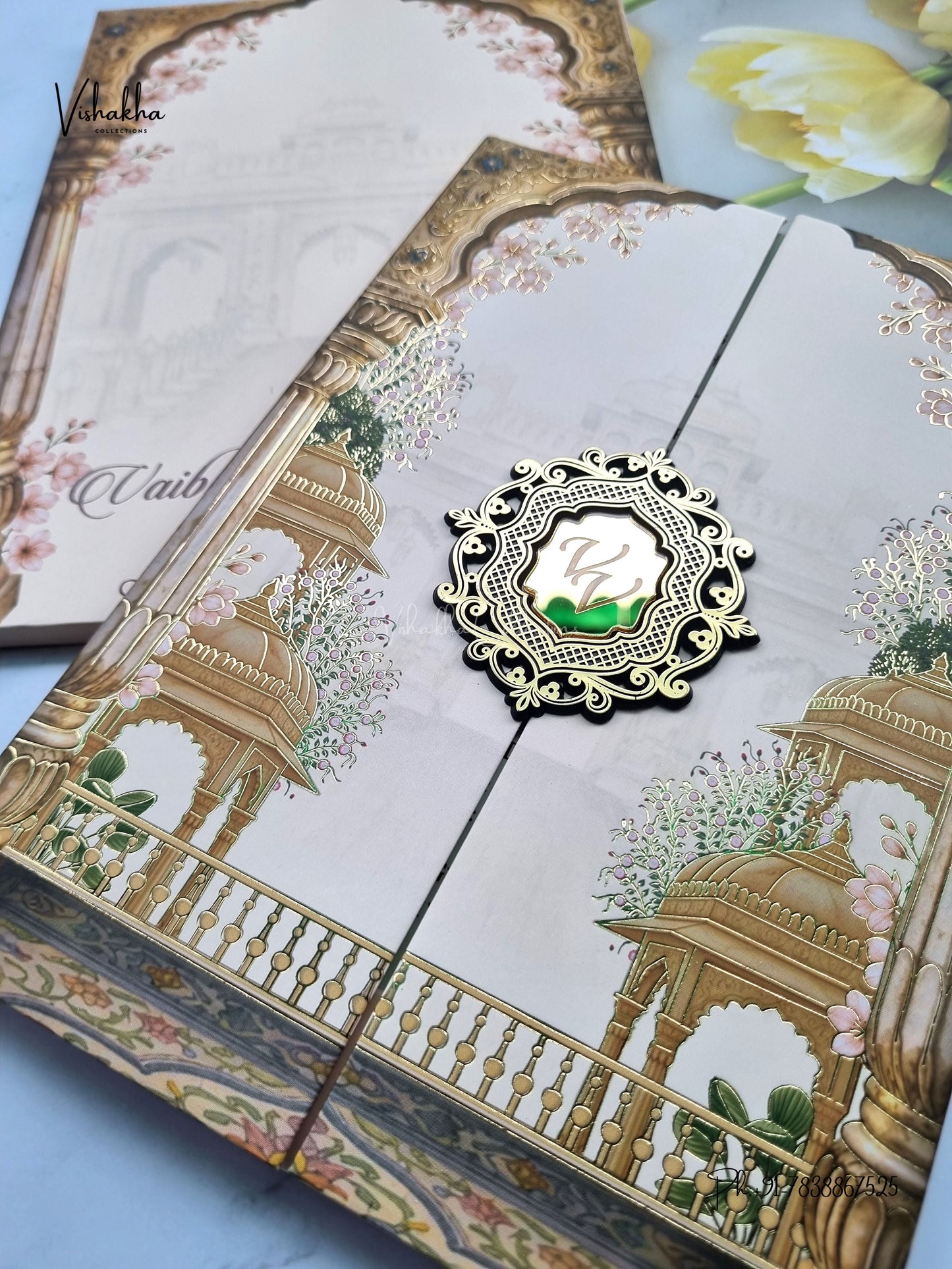 Semi Box Padded Double Door Royal Door Hindu Muslim Christian Sikh Jain invitation Cards SK-3620 – image 2
