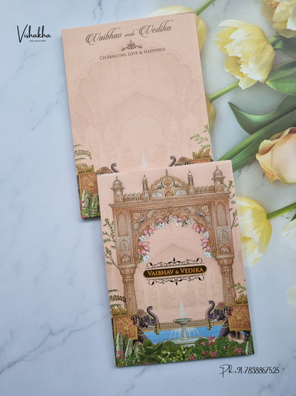 Semi Box Padded Hathi Hindu Muslim Christian Sikh Jain invitation Cards SK-3624 – image 1