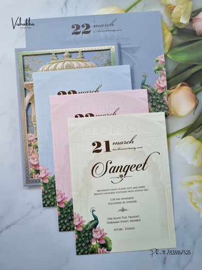 Semi Box Padded 3D Pop Up Hindu Muslim Christian Sikh Jain invitation Cards SK-3626 – image 3