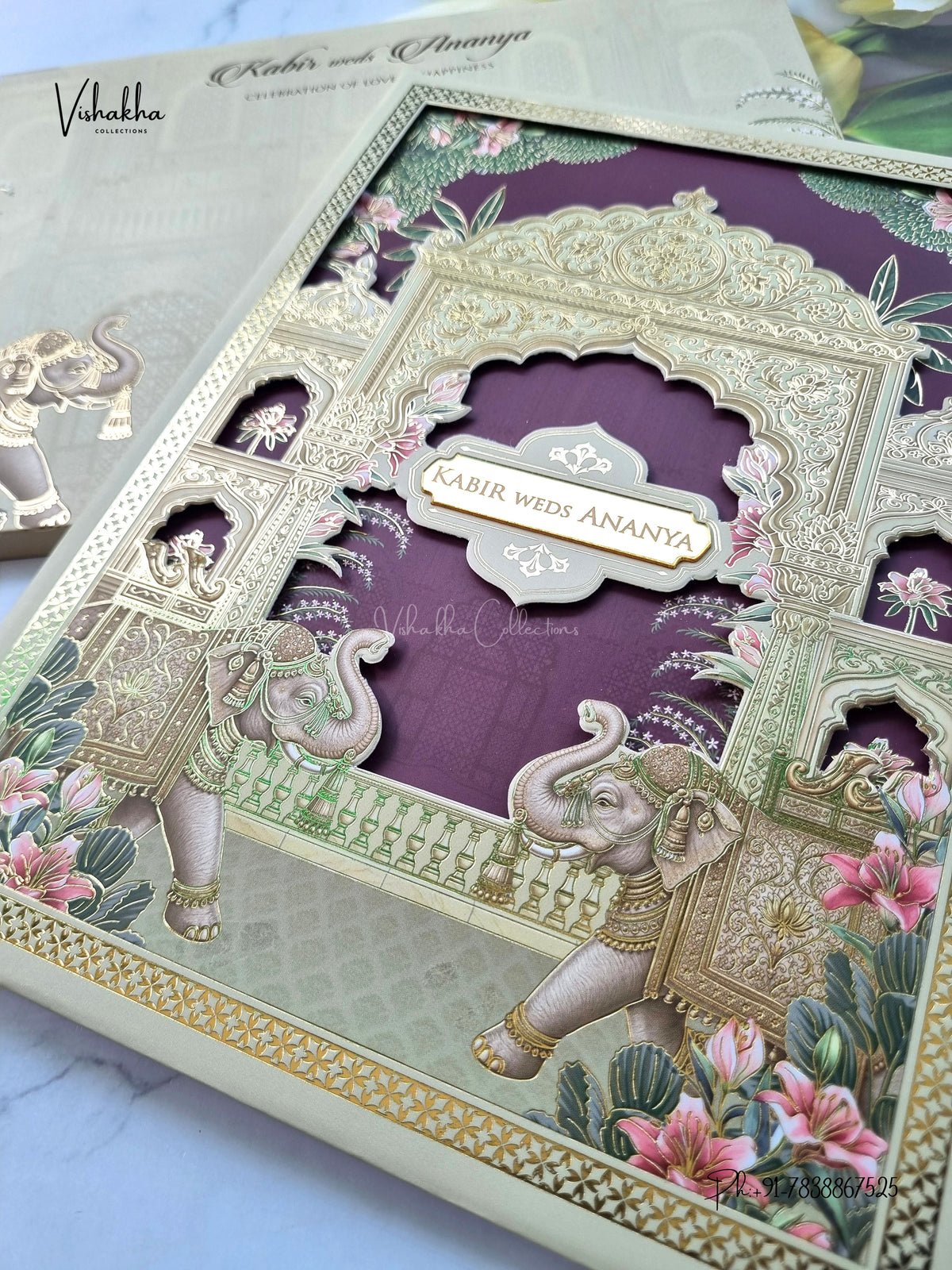Semi Box Padded 3D Pop Up Hindu Muslim Christian Sikh Jain invitation Cards SK-3628 – image 2