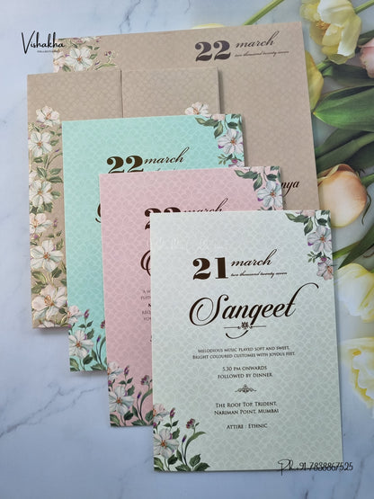 Semi Box Padded Double Door Flower Hindu Muslim Christian Sikh Jain invitation Cards SK-3629 – image 3