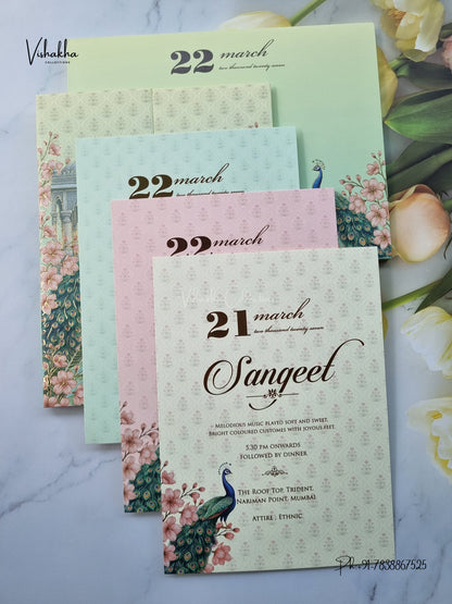 Semi Box Padded Double Door Peacock Hindu Muslim Christian Sikh Jain invitation Cards SK-3630 – image 3