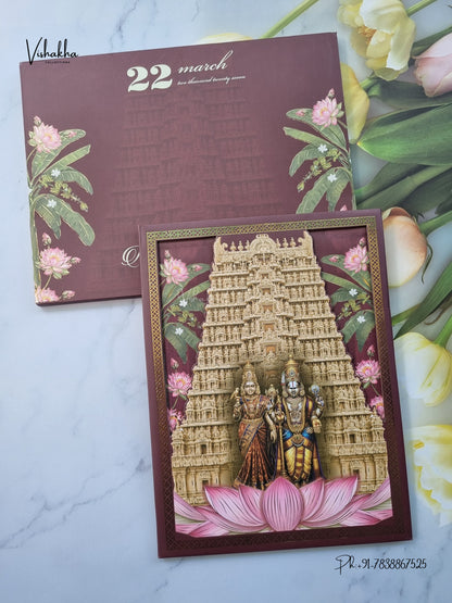 Semi Box Padded Tirupati Balaji Hindu Jain invitation Cards SK-3634 – image 1