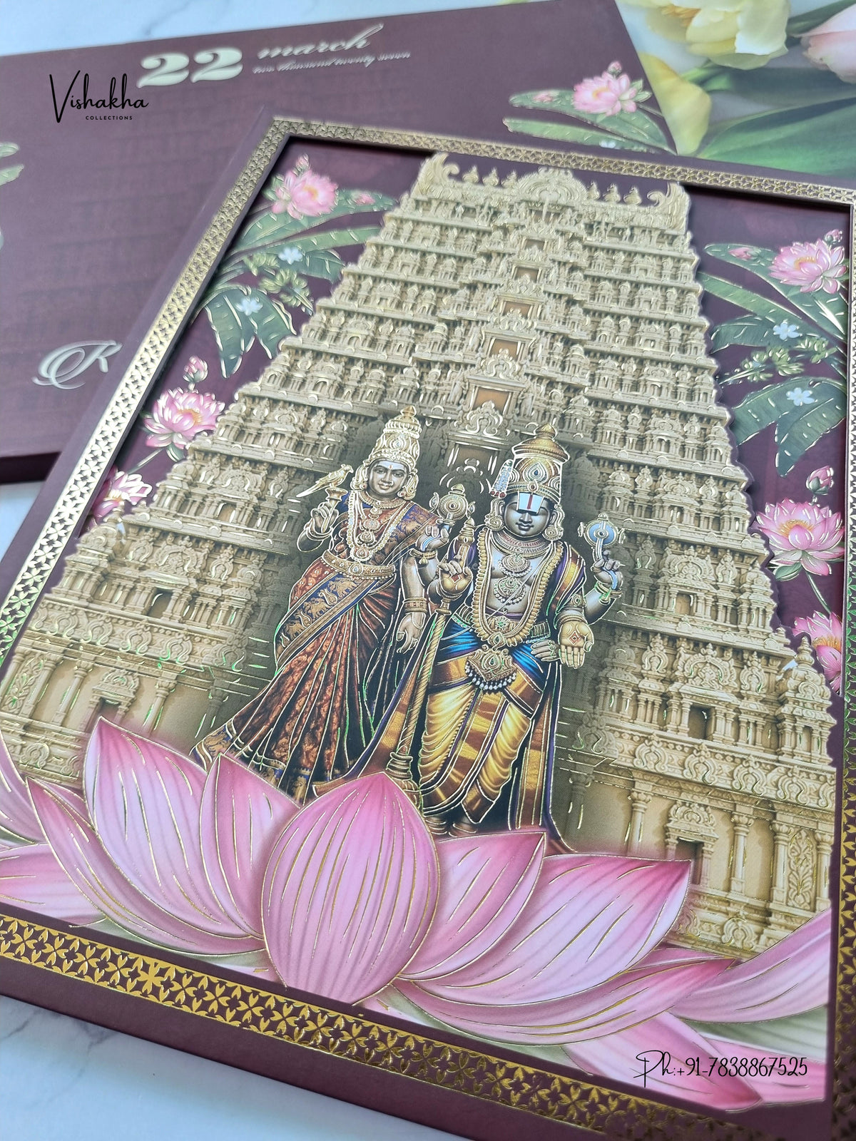 Semi Box Padded Tirupati Balaji Hindu Jain invitation Cards SK-3634 – image 2