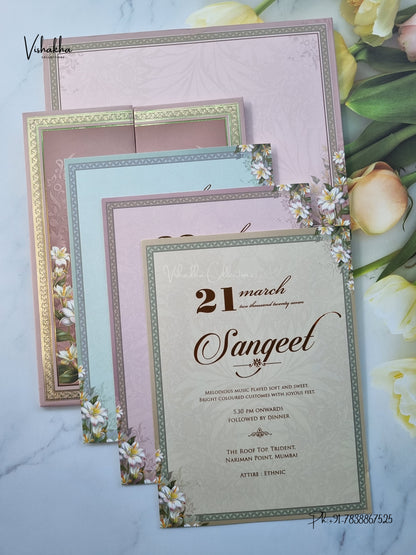 Semi Box Padded Double Door Flower Hindu Muslim Christian Sikh Jain invitation Cards SK-3636 – image 3