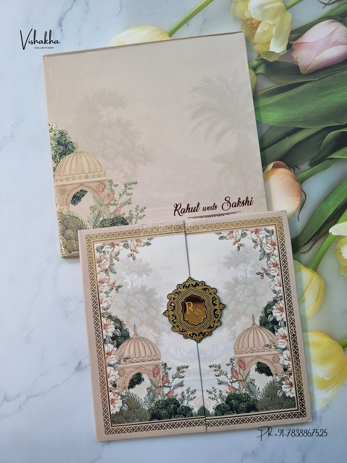 Semi Box Padded Double Door Royal Door Hindu Muslim Christian Sikh Jain invitation Cards SK-3641 – image 1