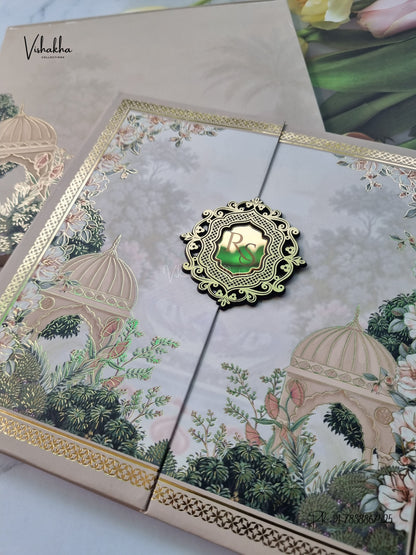 Semi Box Padded Double Door Royal Door Hindu Muslim Christian Sikh Jain invitation Cards SK-3641 – image 2