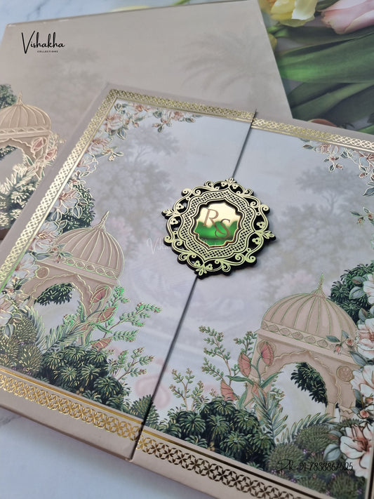 Semi Box Padded Double Door Royal Door Hindu Muslim Christian Sikh Jain invitation Cards SK-3641 – image 2