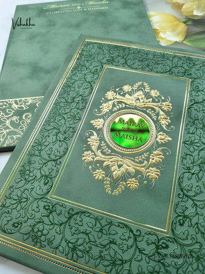 Semi Box Padded Flower Hindu Muslim Christian Sikh Jain invitation Cards SK-3646 – image 2