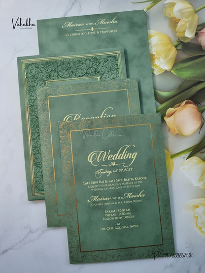 Semi Box Padded Flower Hindu Muslim Christian Sikh Jain invitation Cards SK-3646 – image 3