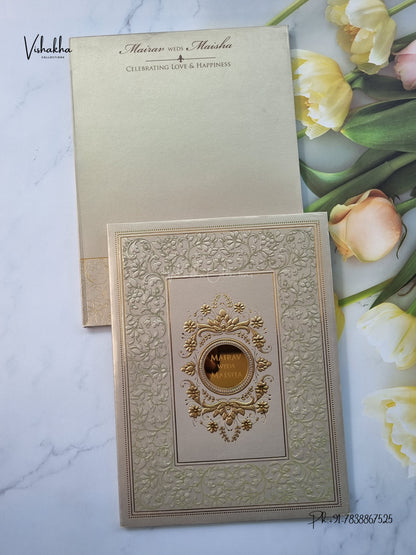 Semi Box Padded Flower Hindu Muslim Christian Sikh Jain invitation Cards SK-3647 – image 1