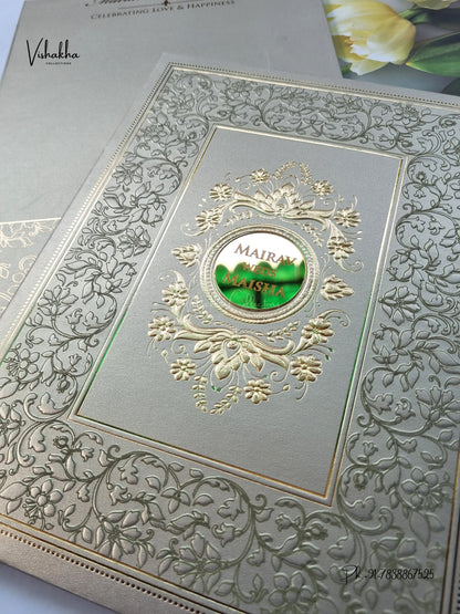 Semi Box Padded Flower Hindu Muslim Christian Sikh Jain invitation Cards SK-3647 – image 2