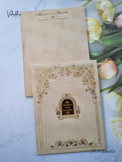 Semi Box Padded Flower Hindu Muslim Christian Sikh Jain invitation Cards SK-3648 – image 1