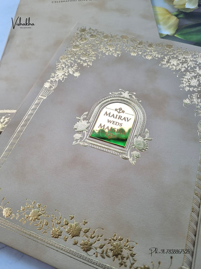 Semi Box Padded Flower Hindu Muslim Christian Sikh Jain invitation Cards SK-3648 – image 2