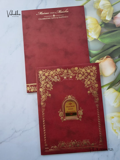 Semi Box Padded Flower Hindu Muslim Christian Sikh Jain invitation Cards SK-3649 – image 1