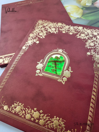 Semi Box Padded Flower Hindu Muslim Christian Sikh Jain invitation Cards SK-3649 – image 2