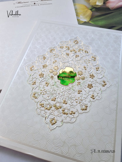 Semi Box Padded Flower Hindu Muslim Christian Sikh Jain invitation Cards SK-3650 – image 2