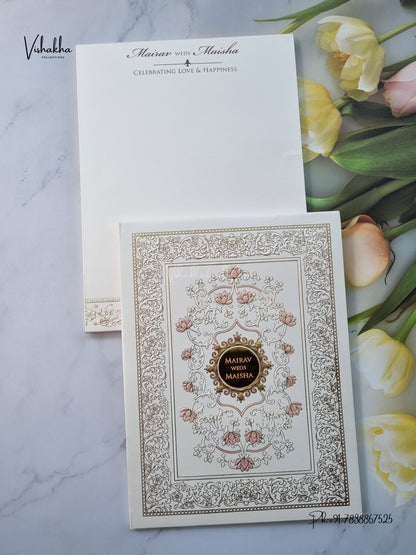 Semi Box Padded Flower Hindu Muslim Christian Sikh Jain invitation Cards SK-3652 – image 1
