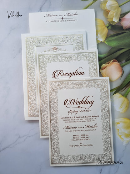 Semi Box Padded Flower Hindu Muslim Christian Sikh Jain invitation Cards SK-3652 – image 3