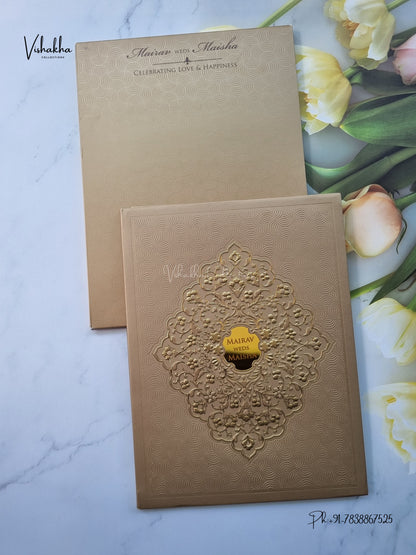 Semi Box Padded Flower Hindu Muslim Christian Sikh Jain invitation Cards SK-3653 – image 1