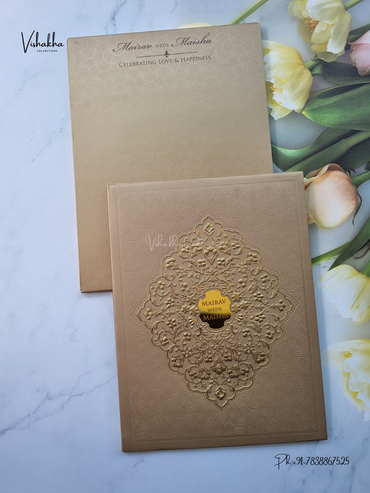 Semi Box Padded Flower Hindu Muslim Christian Sikh Jain invitation Cards SK-3653 – image 1