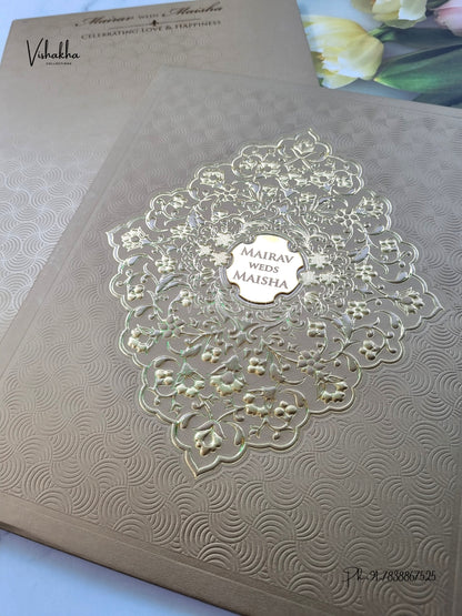 Semi Box Padded Flower Hindu Muslim Christian Sikh Jain invitation Cards SK-3653 – image 2